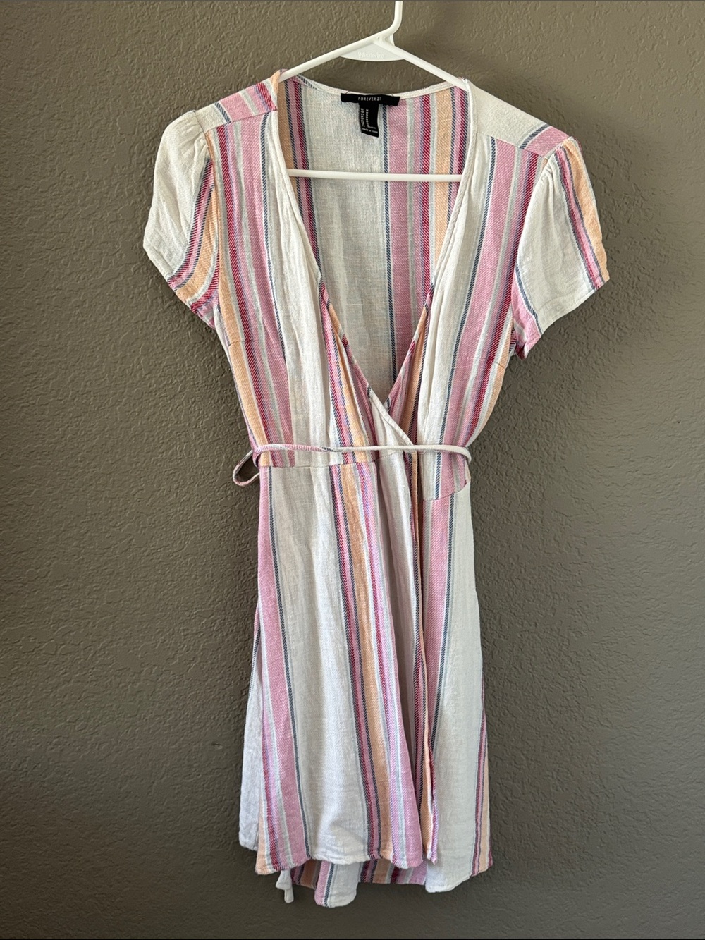Striped Wrap Mini Dress
